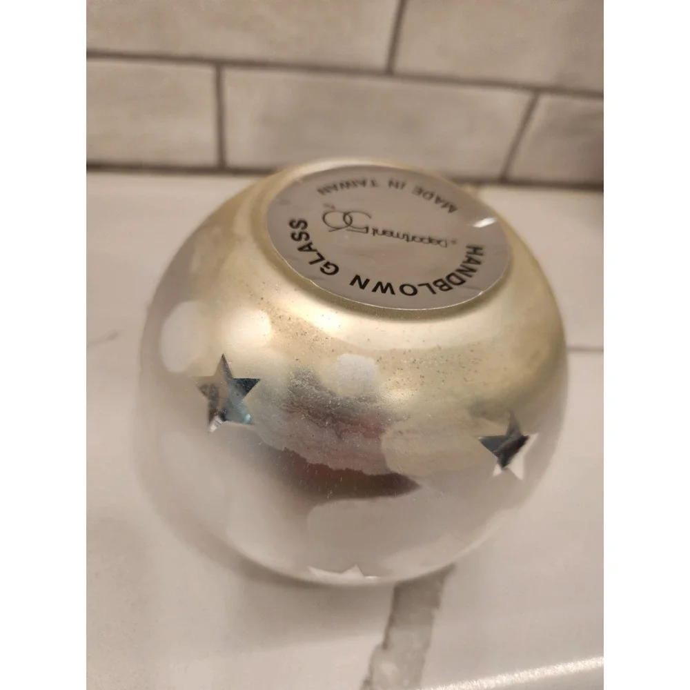 Vtg.Dept 56 Frosted Mercury Glass Votive Candle Holder Silver Stars‎ Celestial